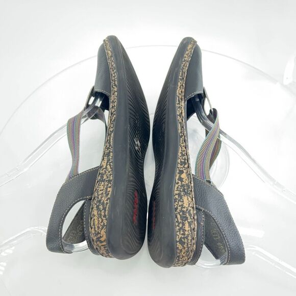 Rieker Daisy Sandals Size 41 9.5 Shoe Slingback Black Leather Multicolored Strap - Picture 8 of 14